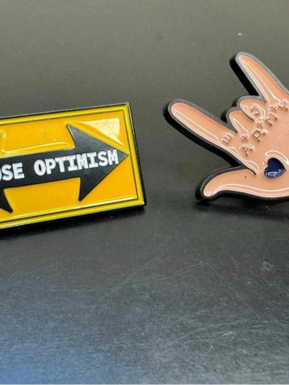 Enamel Pins Optimism Sign Army Hand Love Positivity